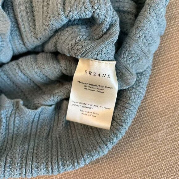 RARE Sezane Anil Jumper XSmall Frosted Blue Top Short Sleeve Sweater Knit French - Picture 5 of 6